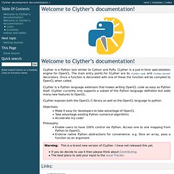 Welcome to Clyther’s documentation! — Clyther development documentation