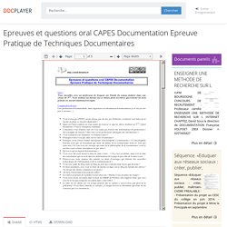 ⭐Epreuves et questions oral CAPES Documentation Epreuve Pratique de Techniques Documentaires
