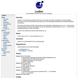 LuaDoc: Documentation Generator Tool for the Lua language