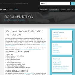 MovableType.org – Documentation: Windows Server Installation Instructions
