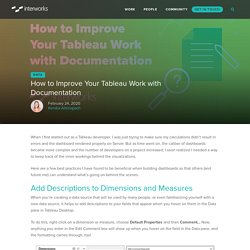 How to Improve Your Tableau Work with Documentation