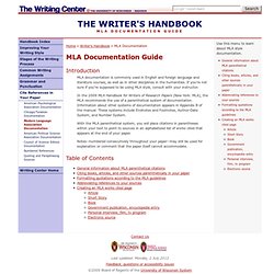 "MLA Documentation" UW-Madison Writing Center Writer's Handbook