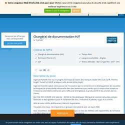 Offre d'emploi Chargé de documentation Pont-Saint-Pierre (27) - Haute-Normandie - CDI - AA0531BY - Meteojob