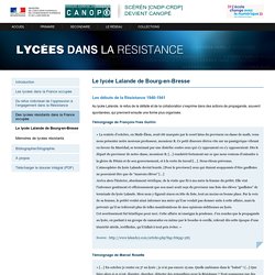 Le lycée Lalande de Bourg-en-Bresse - Lycées dans la résistance - Centre National de Documentation Pédagogique