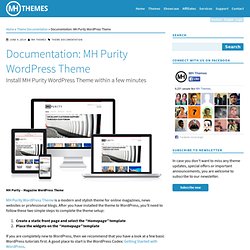 Documentation: MH Purity WordPress Theme