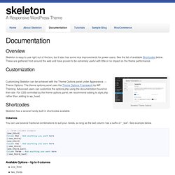 Skeleton WordPress Theme Documetation