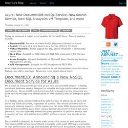 ScottGu's Blog - Azure: New DocumentDB NoSQL Service, New Search Service, New SQL AlwaysOn VM Template, and more