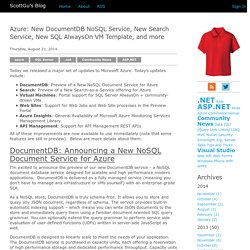 ScottGu's Blog - Azure: New DocumentDB NoSQL Service, New Search Service, New SQL AlwaysOn VM Template, and more