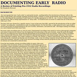 Documenting Early Radio