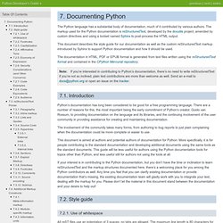 7. Documenting Python — Python Developer's Guide