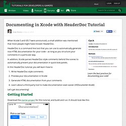 Documenting in Xcode with HeaderDoc Tutorial