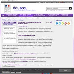 Espace B2i Lycée : documents d'appui - Organiser la recherche d'informations