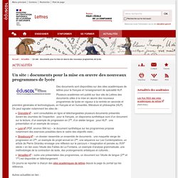 Un site : documents pour la mise en œuvre des nouveaux programmes de lycée - Lettres - Éduscol