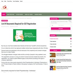 List Of Documents Required For GST Registration