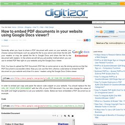 How to embed PDF documents in your website using Google Docs viewer?