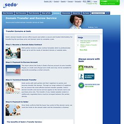 Domain transfer and domain escrow is trusted and secure at Sedo