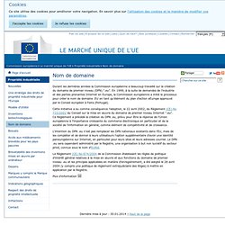 Commission européenne » Marché Intérieur » Propriété industrielle » Nom de domaine