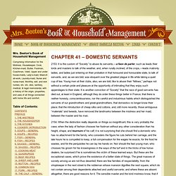 CHAPTER 41 – DOMESTIC SERVANTS | Mrs Beeton's Book of Household Management