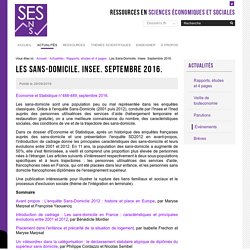 Les Sans-Domicile. Insee. Septembre 2016. — Sciences économiques et sociales