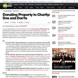 Donating Property to Charity: Dos and Don'ts