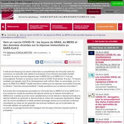 Vers un vaccin COVID-19 : les leçons du SRAS, du MERS et des données récentes sur la réponse immunitaire au SARS-CoV-2