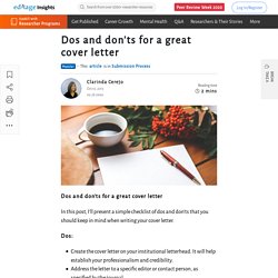 Dos and Donts for a Great Cover Letter, Checklist Writing Cover Letter