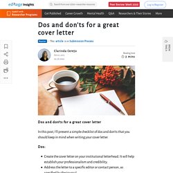 Dos and Donts for a Great Cover Letter, Checklist Writing Cover Letter