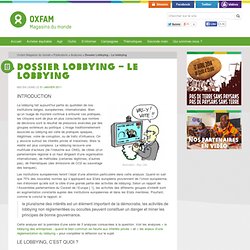 Dossier Lobbying - Le lobbying