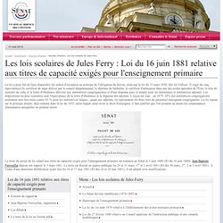 dossiers d'histoire - Les lois scolaires de Jules Ferry - Sénat