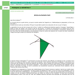 Les dossiers - Pourquoi la Géométrie ?