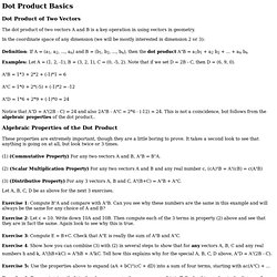 Dot Product Basics