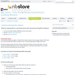 NB_Store - Free DotNetNuke Ecommerce Catalog Module - Documentation