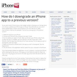 How do I downgrade an iPhone app to a previous version?