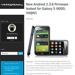 [Download] XWJW1 Android 2.3.6 Update Galaxy S i9000