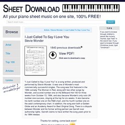 Free Sheet Download - I Just Called To Say I Love You - Stevie Wonder