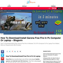 How To Download/Install Garena Free Fire In Pc Computer or For Laptop