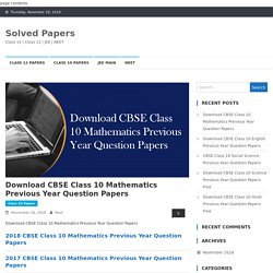 Download CBSE Class 10 Mathematics Previous Year Question Papers