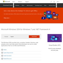 Download Microsoft Windows SDK for Windows 7 and .NET Framework 4 from Official Microsoft Download Center