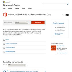 Download details: Office 2003/XP Add-in: Remove Hidden Data
