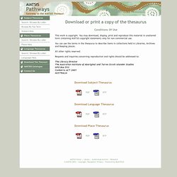 Download The AIATSIS Thesauri