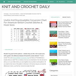 Useful And Downloadable Conversion Chart For American/British Crochet Stitches & Hook Sizes