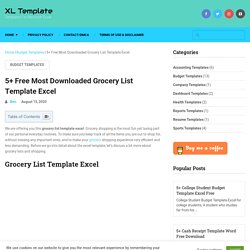 5+ Free Most Downloaded Grocery List Template Excel - XL Template