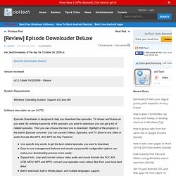 [Review] Episode Downloader Deluxe