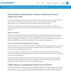 Top 3 Vimeo Video Downloaders to Download Vimeo Videos Free