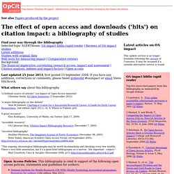 The effect of open access and downloads ('hits') on citation impact: a bibliography of studies