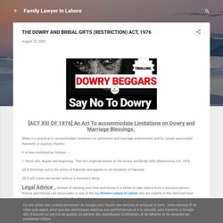 THE DOWRY AND BRIDAL GIFTS (RESTRICTION) ACT, 1976