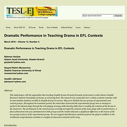 Dramatic Performance in Teaching Drama in EFL Contexts