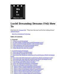 Lucid Dreaming FAQ Frequently Asked Questions with answers about Lucid Dreaming and Lucid dreams