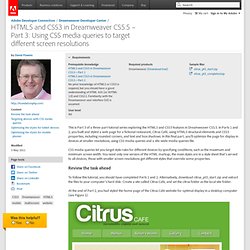 HTML5 and CSS3 in Dreamweaver CS5.5 – Part 3: Using CSS media queries to target different screen resolutions