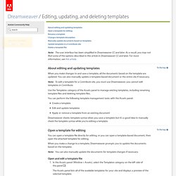 Dreamweaver * Editing, updating, and deleting templates